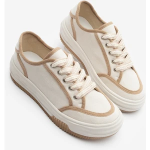 Kadın Sneaker Bağcıklı Keten Spor Ayakkabı Dofkin