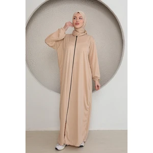 Fermuarlı Kadın Tesettür Namaz Elbisesi Kendinden Şallı