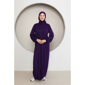 Fermuarlı Kadın Tesettür Namaz Elbisesi Kendinden Şallı