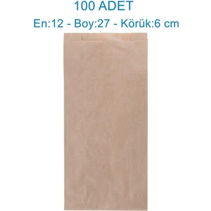 100'LÜ Orta Boy Hediye & Sandviç Kese Kağıdı – (12X27X6 Cm, Kahverengi, Şamua Kağıt)