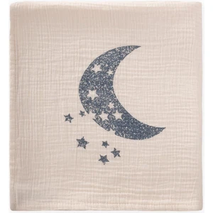 Ay Baskılı Naturel Battaniye 90X100 cm Indigo Baskılı