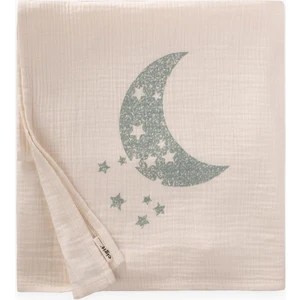 Ay Baskılı Naturel Battaniye 90X100 cm Mint Baskılı