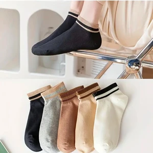 Karayel Çorap 5'çift Pamuklu Çizgili Kadın Patik Çorap