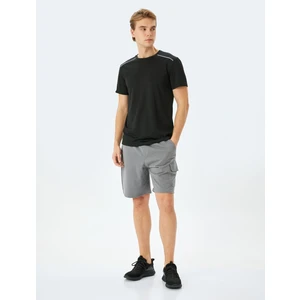 Kargo Cepli Pamuk Karışımlı Straight Fit Beli Bağcıklı Spor Şort