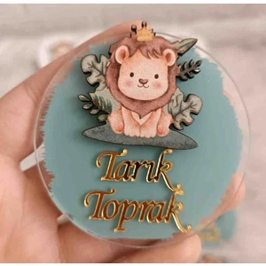 10 Adet Çimenli Aslanlı Pleksi Magnet Yenidoğan Doğum Günü Mevlüt Hediyelikleri