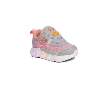 Cicimo Kids Cicimo Işıklı Renkli Tarz Günlük Rahat Ortopedi Hafif Bebe Çocuk Spor Gri Pembe