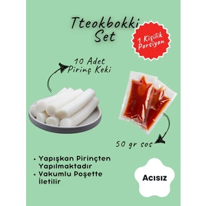 K Bap Food Acısız Tteokbokki Seti - 10 Adet Pirinç Keki ve 50 gr Acısız Sos