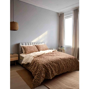 Çift Kişilik Nevresim Takımı Leopar Desenli Bej 200 x 220  cm