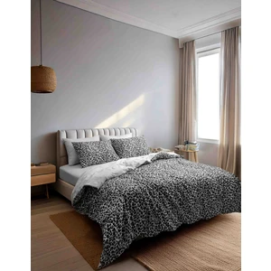 Çift Kişilik Nevresim Takımı Leopar Desenli Siyah 200 x 220  cm
