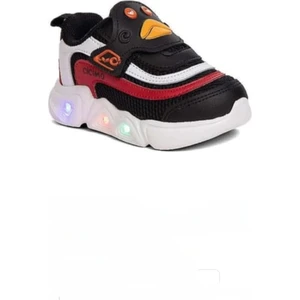 Cicimo Kids Cicimo Işıklı Renkli Tarz Günlük Rahat Ortopedi Hafif Bebe Çocuk Spor Siyah Kırmızı