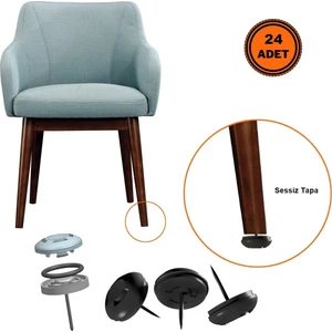 24 Adet Silentplug Sessiz Tapa Masa Sandalye Çivili Polygrid Siyah