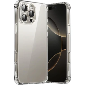 Caseworld Apple iPhone 16 Pro Kapak Kamera Korumalı Airbag Antishock Köşe Korumalı Şeffaf Silikon Kılıf