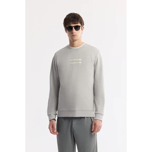 Avva Erkek Gri Regular Fit Bisiklet Yaka Baskılı Bi Stretch İnterlok Sweatshirt A51Y1204