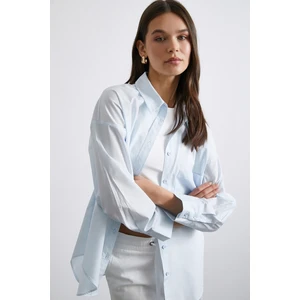 Never More Oversize Pamuklu Gömlek Açık Mavi