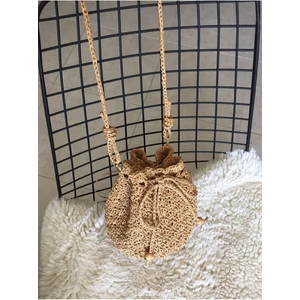 My Vintage El Yapımı Örgü Çanta , Hasır Çanta, Kadın Omuz Çantası, Plaj Çantası