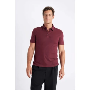 Slim Fit Dar Kesim Polo Yaka Kısa Kollu Dokulu Tişört C8573AX24SM
