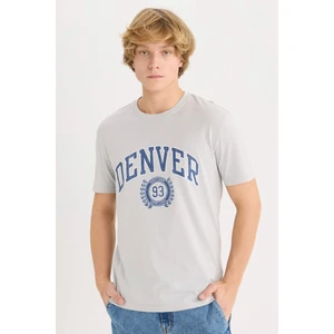 %100 Pamuk Regular Fit Bisiklet Yaka Baskılı Kısa Kollu Tişört D5576AX25SP