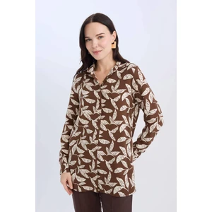 Loose Fit Desenli Uzun Kollu Gömlek Tunik T0609AZ25SP