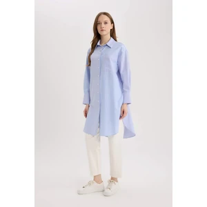 Relax Fit Çizgili Poplin Uzun Kollu Tesettür Gömlek Tunik E4356AX25SP