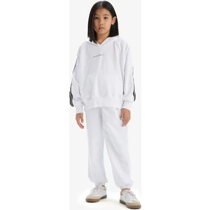 Kız Çocuk 2'li Takım Kapüşonlu Baskılı Sweatshirt Beli Paçası Lastikli Eşofman Altı D9497A825SM