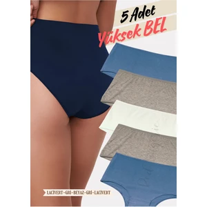 Red İç Giyim Highwaist Pamuk Kadın Yüksek Bel Külot 5'li Paket (Büyük Beden-Battal-Bato)