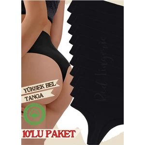 Red İç Giyim Yüksek Bel Pamuklu Kadın Tanga 10'lu Paket