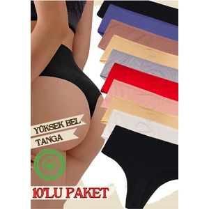 Red İç Giyim Yüksek Bel Pamuklu Kadın Tanga 10'lu Paket