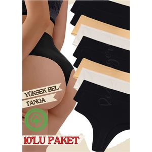 Red İç Giyim Yüksek Bel Pamuklu Kadın Tanga 10'lu Paket