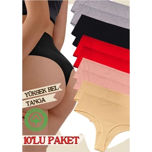 Red İç Giyim Yüksek Bel Pamuklu Kadın Tanga 10'lu Paket
