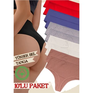 Red İç Giyim Yüksek Bel Pamuklu Kadın Tanga 10'lu Paket