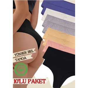 Red İç Giyim Yüksek Bel Pamuklu Kadın Tanga 10'lu Paket