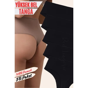 Red İç Giyim Pamuklu Kadın Yüksek Bel Tanga 5'li Paket