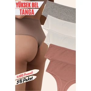 Red İç Giyim Pamuklu Kadın Yüksek Bel Tanga 5'li Paket
