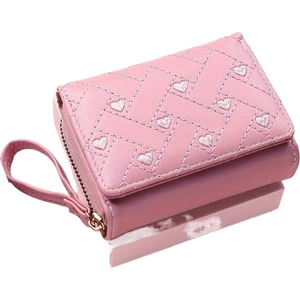Kadın Cüzdan Kısa, Basit Aşk Işlemeli Üç Çanta Kart Çantası Çok Kart Cüzdan (Yurt Dışından)
