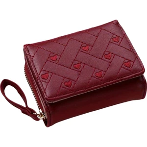 Kadın Cüzdan Kısa, Basit Aşk Işlemeli Üç Çanta Kart Çantası Çok Kart Cüzdan (Yurt Dışından)