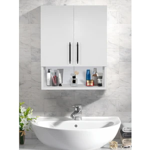 Çok Amaçlı Banyo Dolabı, Ecza Dolabı, 2 Kapaklı Dolap, Hol, Banyo, Ofis, Beyaz, Asudehome