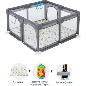 Playard Güvenli Bebek Ve Çocuk Oyun Alanı Oyun Parkı 120x120 Oyun Matı Ve Topları
