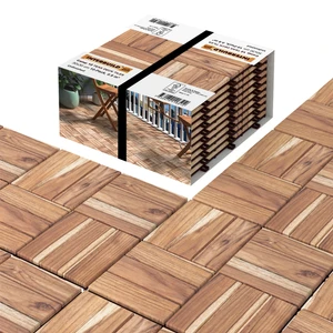 Interbuild “Gerçek Tik” Klasik Kilitli Karo Deck ,Yüzeyi İşlenmemiş 30×30 cm (10'lu Paket) 12 Çıtalı