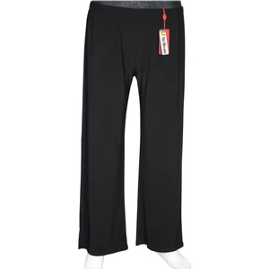 Hesna Kadın Ebru Sandy Kumaş Bol Paça Cepsiz Lastikli Siyah Pantolon