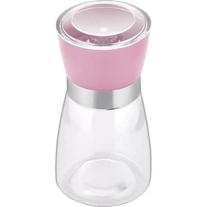 Tuz Karabiber Değirmeni Pembe Baharat Öğütücü Cam Değirmen 13 cm