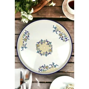 İnci Emaye No Sunum Servis Tabağı Tepsisi Supla Pasta Tabağı Servis Tabağı Çeyiz Hediye ~ 36CM