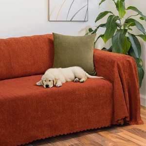Latuda Home Zenit Koltuk Örtüsü 175x350 XLARGE Dekoratif Jakarlı Şönil   | Kanepe Örtüsü |  Kaymaz , Kiremit