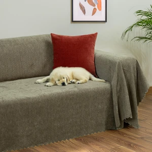 Latuda Home Zenit Koltuk Örtüsü 175x350 XLARGE Dekoratif Jakarlı Şönil   | Kanepe Örtüsü |  Kaymaz , Kapuçino