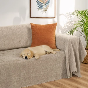 Latuda Home Zenit Koltuk Örtüsü 175x350 XLARGE Dekoratif Jakarlı Şönil   | Kanepe Örtüsü |  Kaymaz , Bej