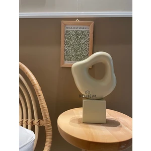 Seramik Büyük Asimetrik Büst, Heykel Bej