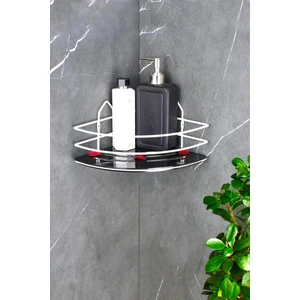 Kristal Raflı Ekonomik Paslanmaz Beyaz Şampuanlık Yapışkanlı Banyo Köşeliği Duş Rafı