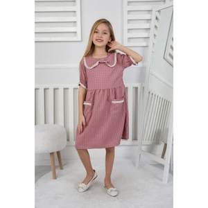 Öykü Kids Gofre Kumaş Kız Çocuk Elbise