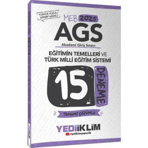 Yediiklim Yayınları   2025 Meb Ags Eğitimin Temelleri Ve Türk Milli Eğitim Sistemi Tamamı Çözümlü 15 Deneme