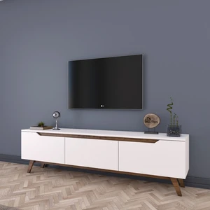 D1 Tv Ünitesi Modern Ayaklı Tv Sehpası 180 cm  Beyaz - Minyatür Ceviz