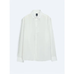 Beyaz Regular Fit Dokuma Casual Gömlek